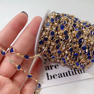 6mm blaue Strass Behelfskette Kristall Cup Kette DIY Schmuckherstellung Handwerk