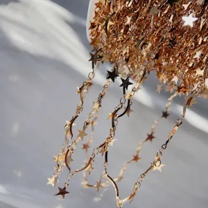 DIY gold color copper chain with stars and curved bars for jewelry making and necklaces.