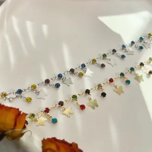 DIY jewelry accessories mix color rhinestone butterfly chain necklace bracelet craft materials