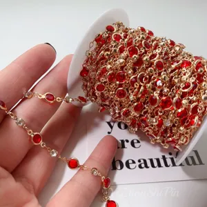 6mm Eingefasste Strasskette Gold Kupfer DIY Schmuckherstellung Handwerk Zubehörteile