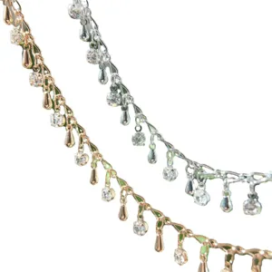 Sparkling water drop zircon handmade chain, pure copper DIY jewelry hair accessory material.
