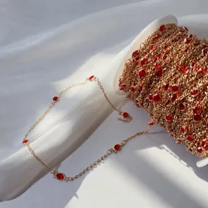 4mm Red Rhinestone Chain Gold Copper DIY Loose Jewelry Making Tassel Craft Accessories