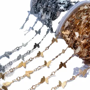 Rotolo di catena con farfalla glassata strass per gioielli fai da te vista principale