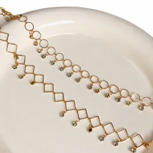 Gold rhinestone chain DIY jewelry accessories decorative crafting materials elegant design