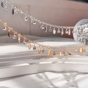 Pure Copper Rhinestone Wheat Ear Tassel Chain DIY Jewelry Accessories Ancient Chinese Style Decorative Craft Chain