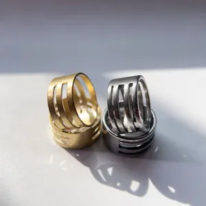 Edelstahl Ring Schnalle DIY Schmuck Zubehör mehrfach geschlitzt hohl offener Biegering