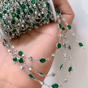6mm Einfassung Glas Strass Handgemachte Kette DIY Schmuck Zubehör Kleidung Franse 1Stk