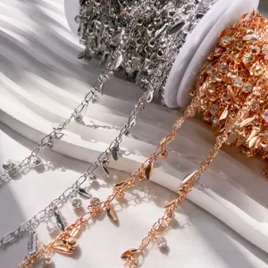 Rhinestone tassel chain DIY jewelry accessories metallic craft material copper chain