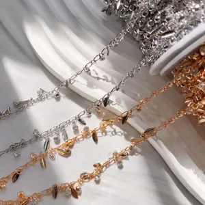 DIY metal rhinestone wheat ear tassel chain jewelry making accessories and craft supplies.