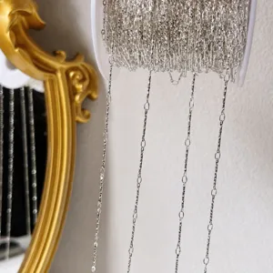 Materiale di catena in metallo argento DIY per gioielli, design a barra diritta