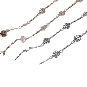 Copper Mobius Twist Hollow Rose Flower Chain DIY Jewelry Making Necklace And Anklet Accessories