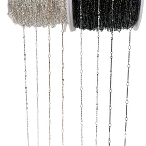 Rotoli di catene per bigiotteria fai da te, catene con maglie metalliche per accessori.