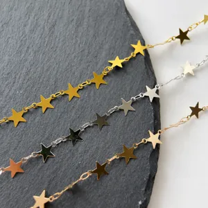 Catena in Rame a Stella a Cinque Punte Accessori per Gioielli Fai da Te Catena a Maglie di Stella Metallica per Artigianato Orecchini Forcine