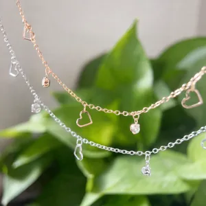 Catena Artigianale Cuore in Zirconia Rame Accessorio per Gioielli DIY Collana Vintage