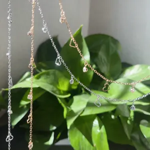 Catena artigianale cuore in zirconia placcata rame alta tenuta accessorio DIY dettaglio