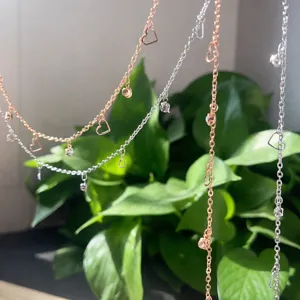 Catena fai da te in metallo con cuore di zircone, accessori per gioielli e copricapo.