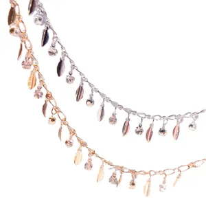 Gold and silver rhinestone wheat tassel chain DIY jewelry accessories handmade apparel trims