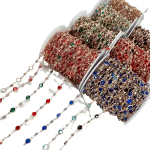 6mm Perlen Glas Strass Kette DIY Schmuck Zubehör Reines Kupfer Farbbeständig Armband Fransen