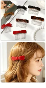 Korean style bow hair comb cute mini glasses hair fork retro tortoiseshell side bangs pin