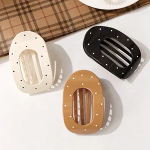 Pince à Cheveux Ovale Pois Rétro Française Pince Requin Résine Simple Accessoires Cheveux pour Femmes Quotidien