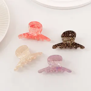 Mini hair claw clips, iridescent mosaic grid acrylic shark clips for women and girls daily styling.