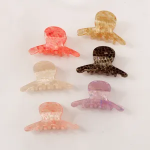 Mini hair claw clips set iridescent grid hair jaws small shark clips for women hair styling