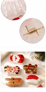 Detailansicht der Weihnachtshaarspange mit glatter Oberfläche und starker goldenen Feder.