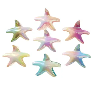 Dreamy aurora starfish hair claw clip with holographic gradient pearlescent finish for women.