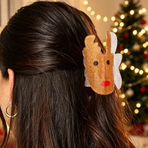 Weihnachten Rentier Haarklammer Glitzer Geweih Haarspange Festliche Party Haarschmuck für Damen