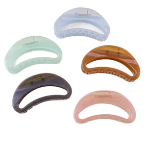 Set of 5 semi-transparent moon hair claw clips, hollow design sweet jelly hair accessories for women.