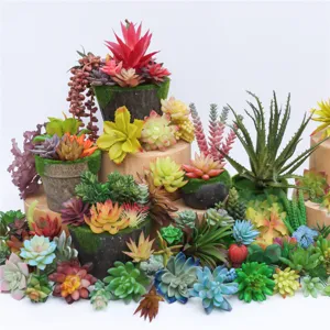 Artificial succulent plants potted fake flowers home decor garden green plant ornaments