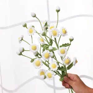 Handmade crochet daisy flower bouquet detail, perfect for home decor and DIY floral arrangement.
