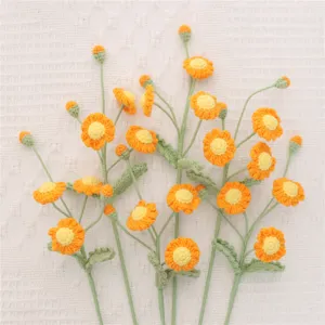 Handcrafted crochet daisy flower bouquet handmade knitted home decor botanical decoration item