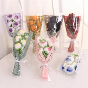 Handmade crochet rose flower bouquet knitted floral gift for valentine day home decor