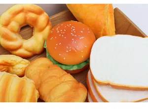 Set di modelli di pane di simulazione PU a lento rimobasso, giocattoli decorativi.