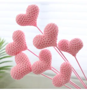 Fleur de coeur au crochet faite à la main fleurs artificielles roses déco maison DIY