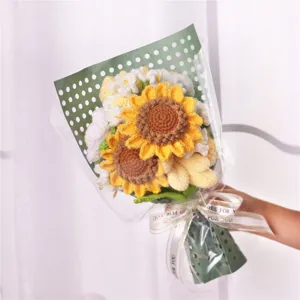 Handmade crochet sunflower bouquet exquisite knitted floral gift for special day celebration