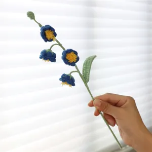 Handmade crochet artificial flower branch detail view, perfect for home decor and gifting.