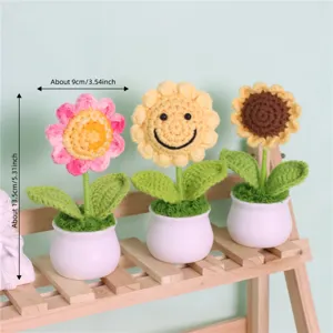 Plante de tournesol au crochet faite à la main mini jolie fleur tricotée décoration