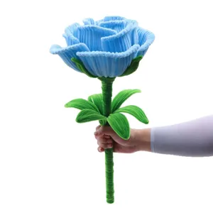 Rosa azul gigante ramo de flores limpia pipas hecho a mano producto terminado regalo decoracion