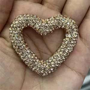 Large rhinestone heart DIY charm pendant, sparkling crystal design for phone chains and keychains.