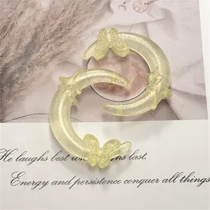 Pendentif lune papillon en résine DIY paillettes nuit lumineux artisanat accessoires