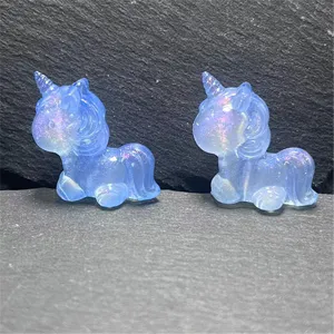 Perles licorne bleue pailletée pour chaînes de téléphone DIY et bijoux faits main détail
