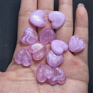 Acrylic transparent cloudy gold glitter heart beads DIY phone chain jewelry accessories