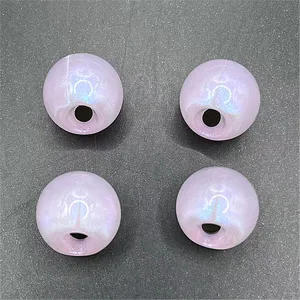 Perles rondes roses iridescentes à trou latéral DIY bijoux faits à la main accessoires.