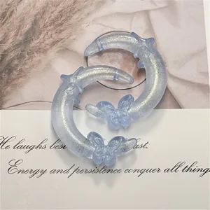 Breloques DIY croissant de lune papillon en résine bleue pendentif coque de téléphone bijoux