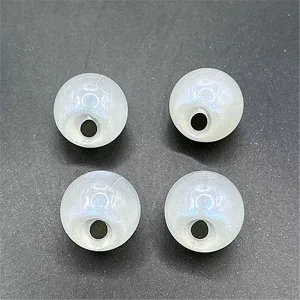 Perles Rondes Lumineuses Effet Perle Acrylique Accessoires Fabrication Bijoux DIY Perles Trou Colorées Brillant dans le Noir