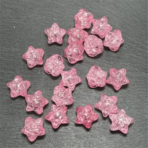 11mm perles etoile acrylique craquele rose pour fabrication bijou diy collier bracelet