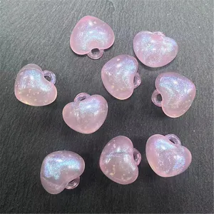 Acrylic mermaid glitter heart charms loose beads for DIY jewelry phone chain accessories