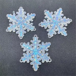 Pendatifs flocon de neige en acrylique iridescent avec trous pour bijoux DIY artisanat.